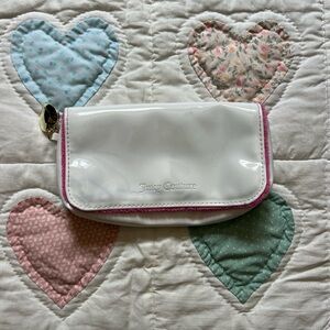Juicy Couture Pink and White Plush Accessory Make Up Bag coquette preppy girly